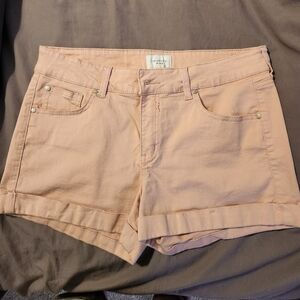 Celebrity Pink Blush Rolled Cuff Denim Shorts